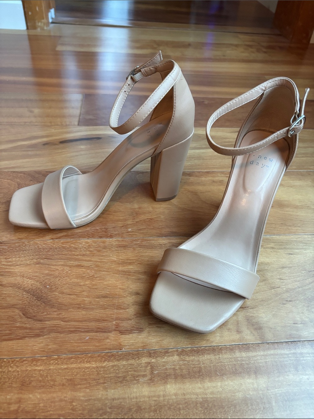 Nude strappy heels